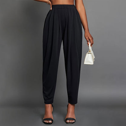 ELEGANTE HOSE MIT HOHER TAILLE UND FALTEN