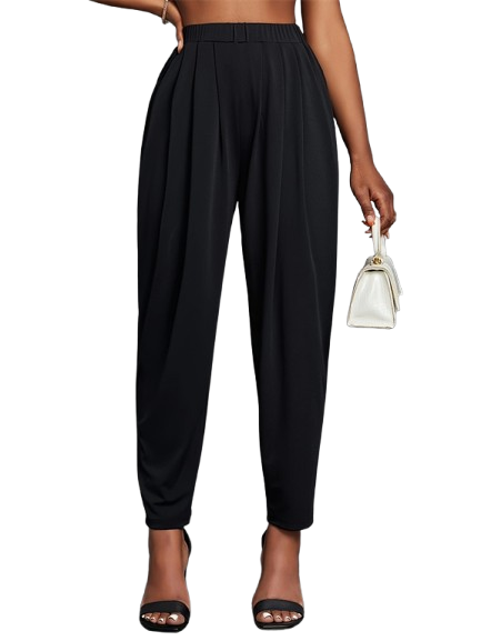 ELEGANTE HOSE MIT HOHER TAILLE UND FALTEN
