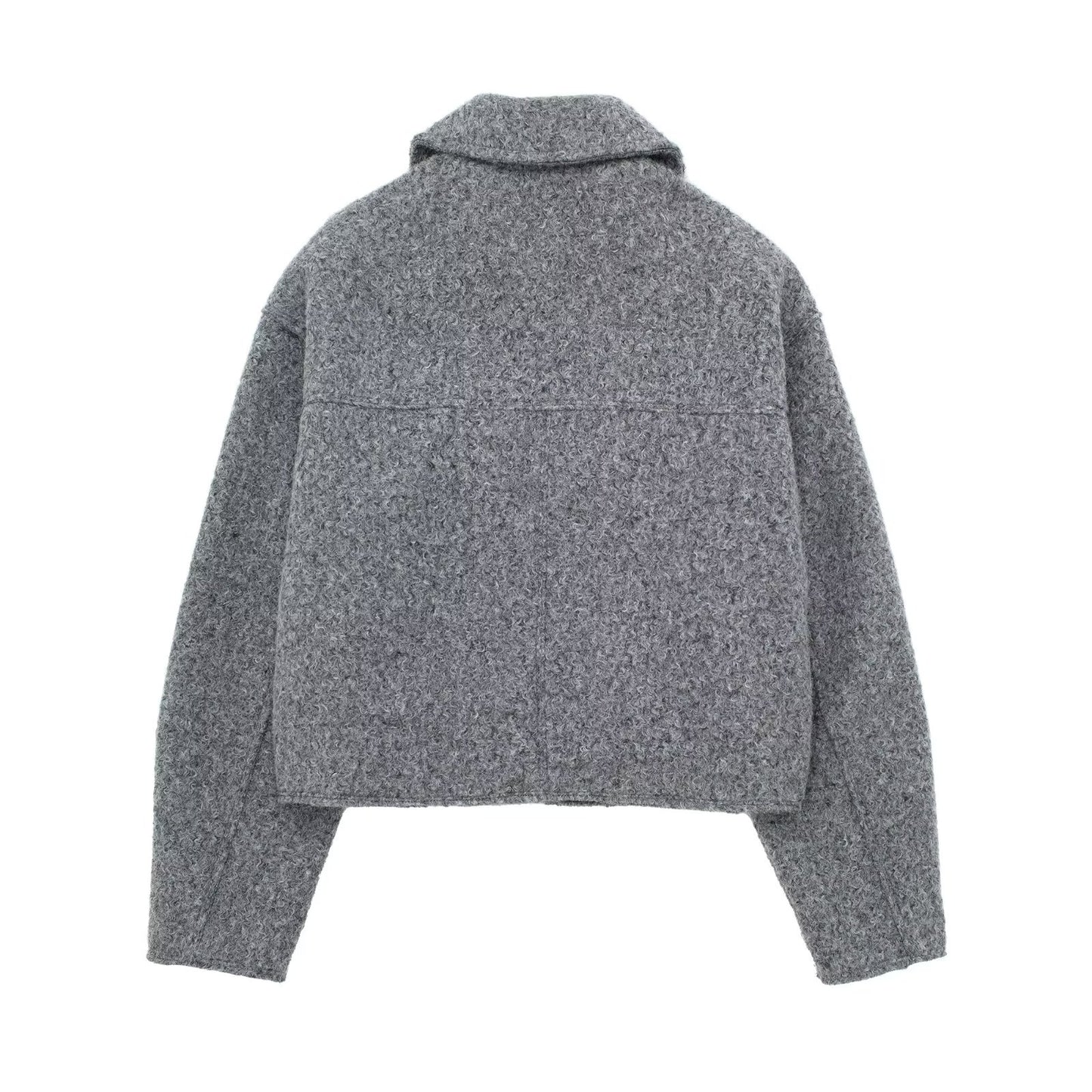 STYLISCHE JACKE MIT ZIPPER UND AUFGESETZTEN TASCHEN