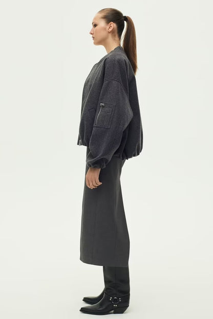 KLASSISCHE BOMBERJACKE AUS FILZ