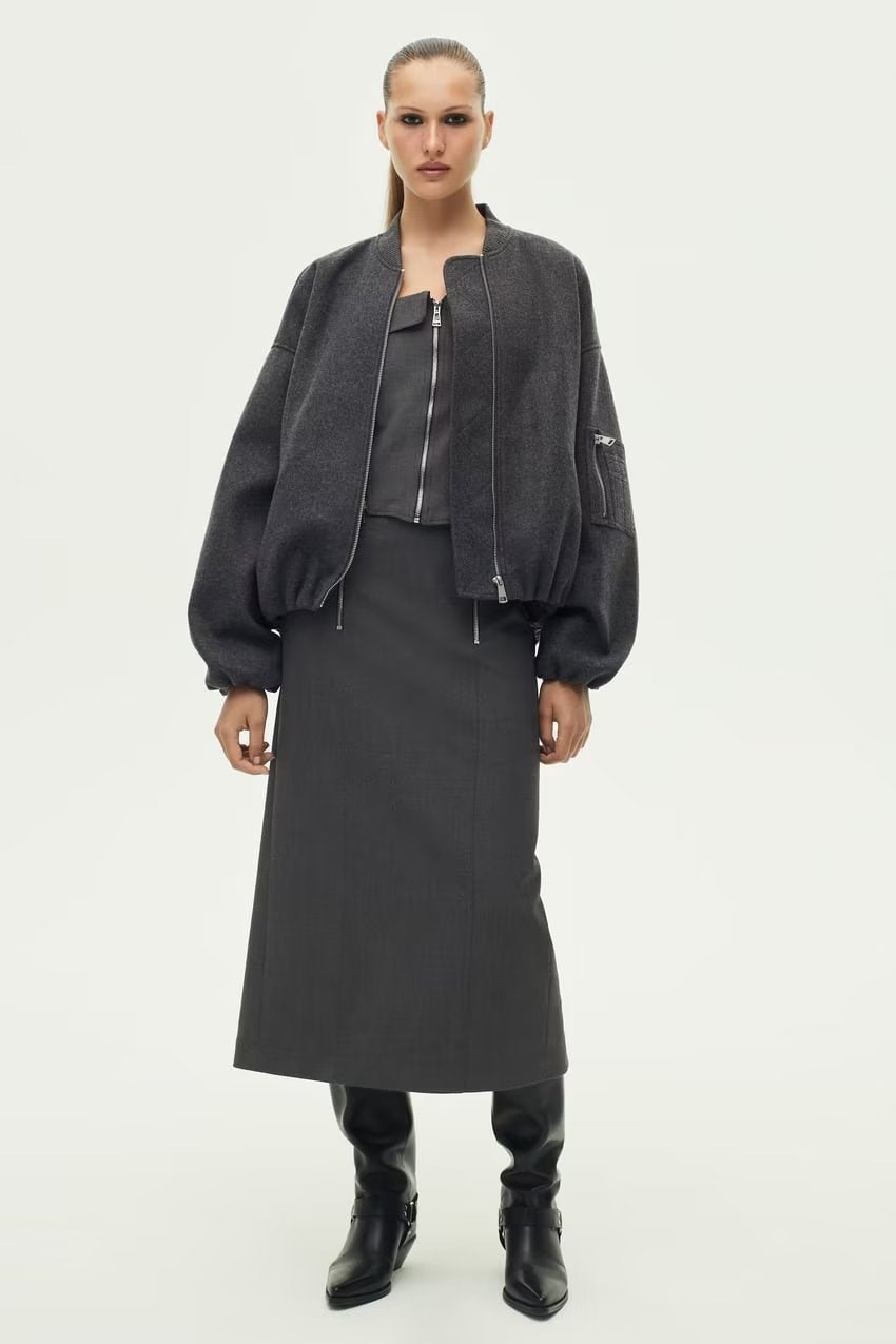 KLASSISCHE BOMBERJACKE AUS FILZ