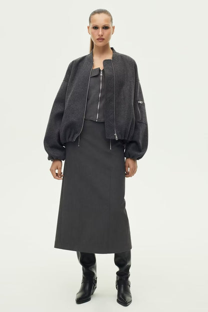 KLASSISCHE BOMBERJACKE AUS FILZ