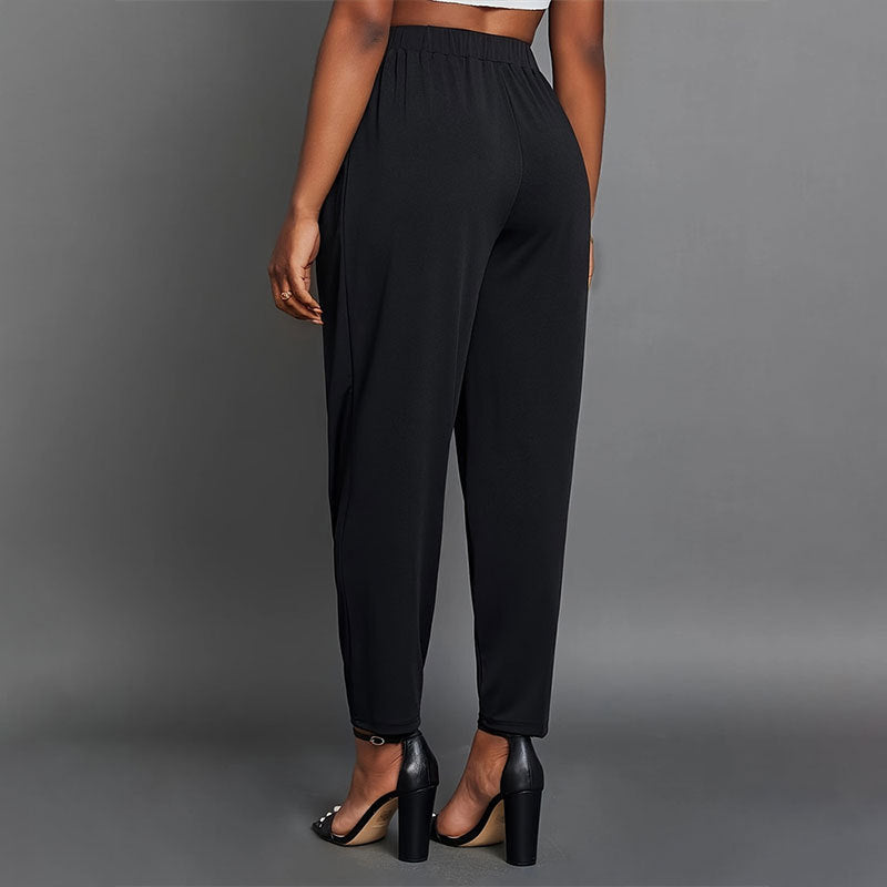 ELEGANTE HOSE MIT HOHER TAILLE UND FALTEN